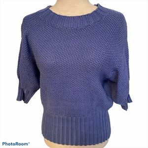HAND KNIT SWEATER CREW NECK CORNFLOWER BLUE SMALL Fit